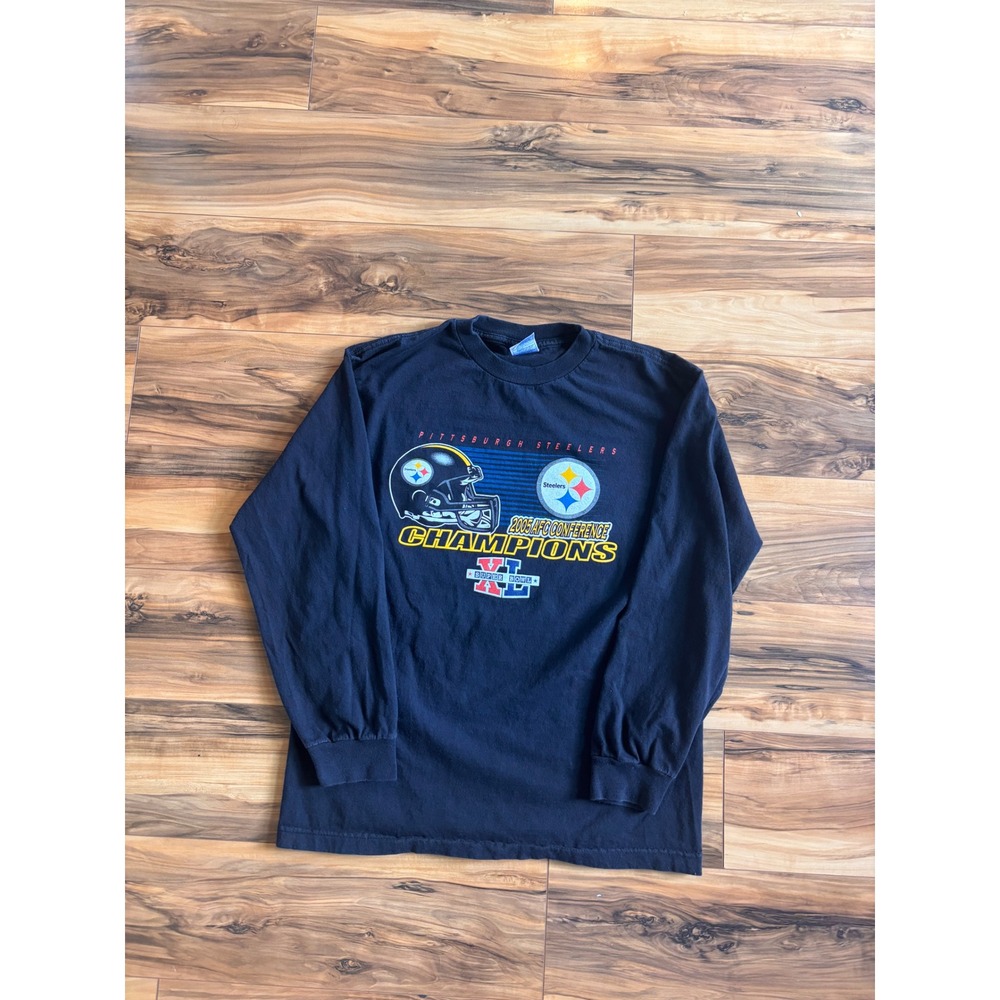Vintage Pittsburgh Steelers 2005 AFC Champions Super Bowl XL Long Sleeve Shirt M